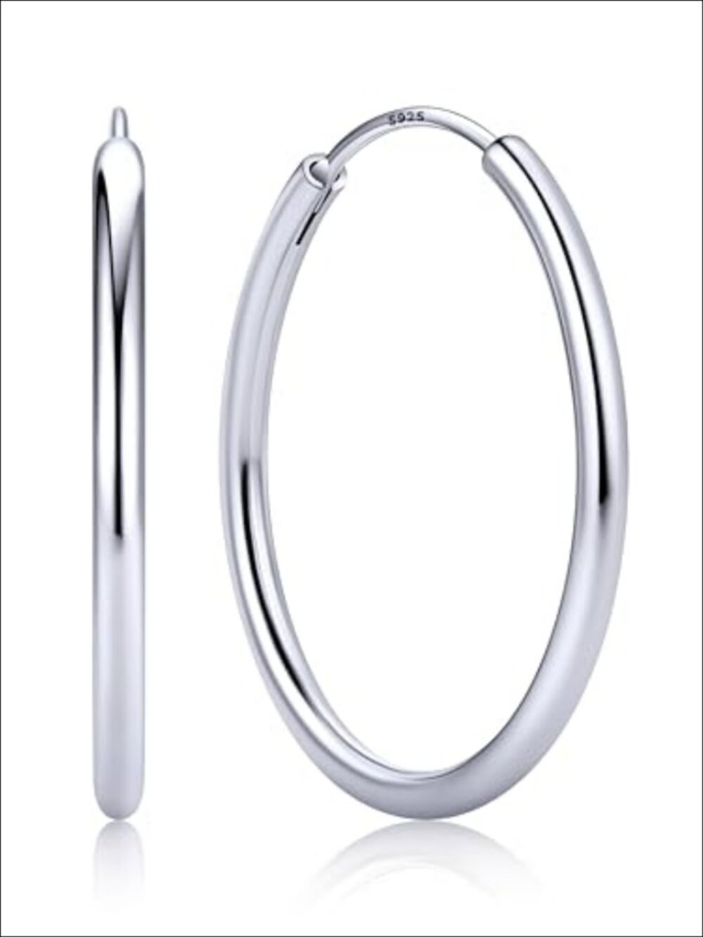 Sterling Silver Hoop Earrings 14K Gold Plated 30mm Hypoallergenic